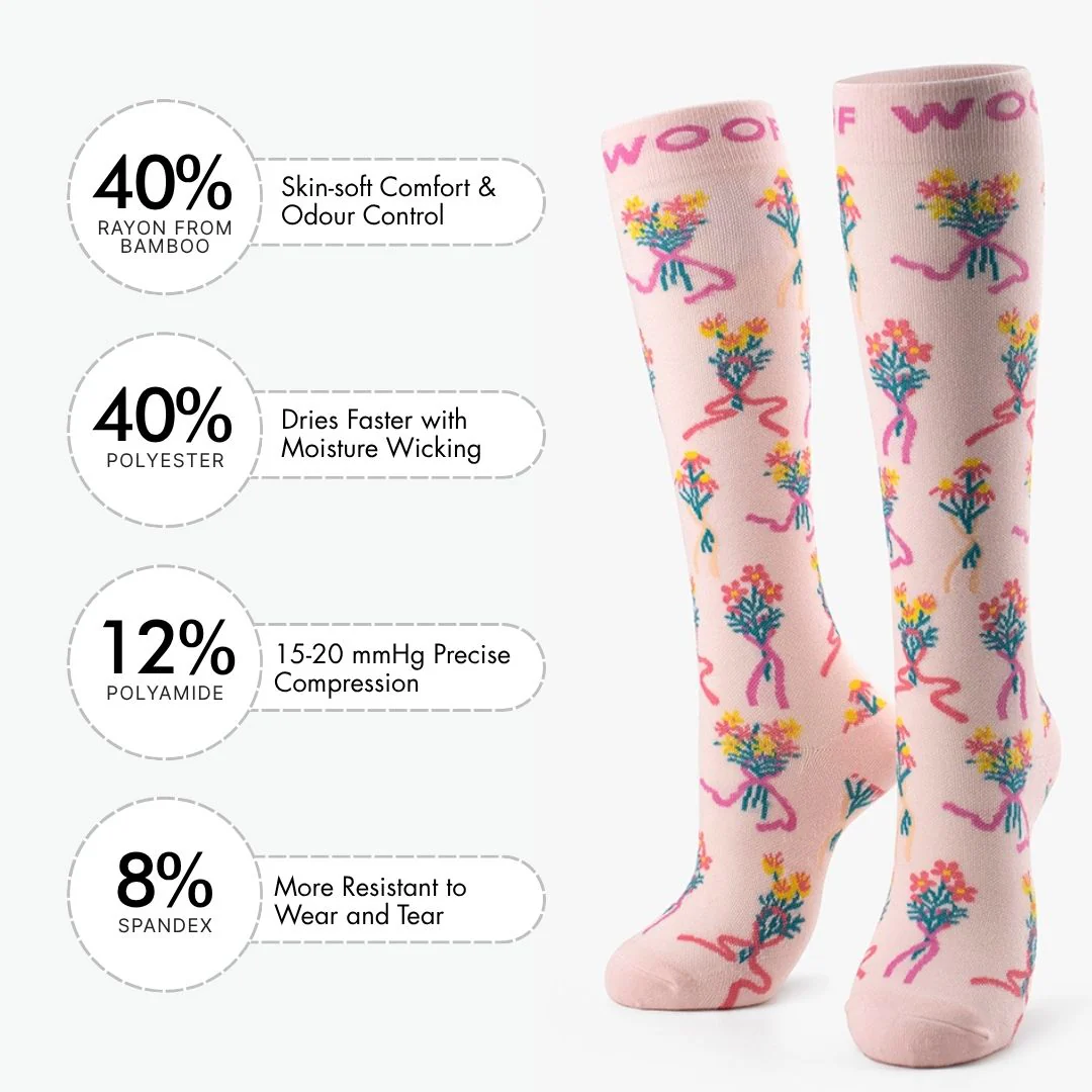 1 in 7: Breast Cancer Awareness Bamboo Compression Socks - Image 3