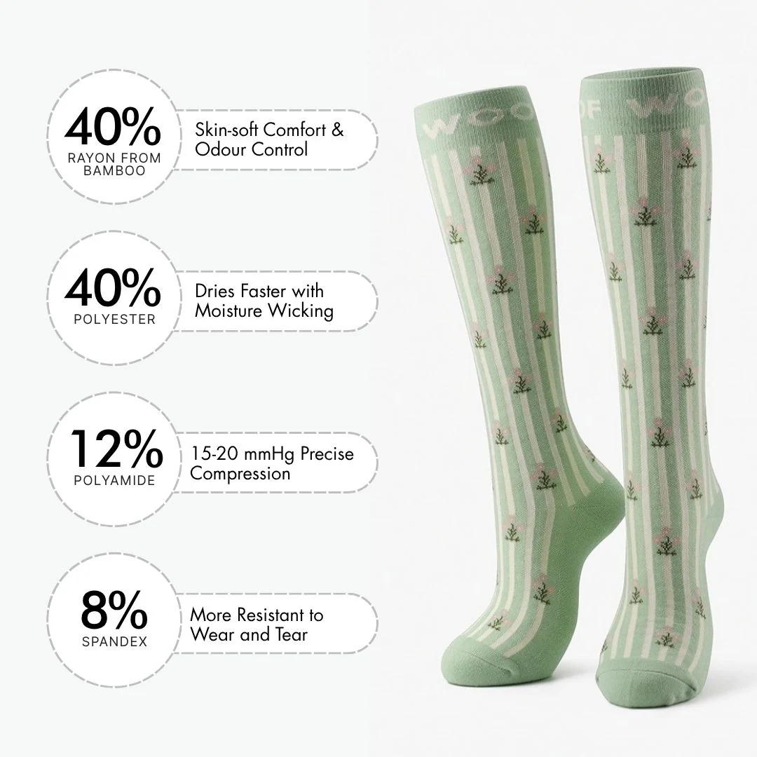Backyard Blooms Bamboo Compression Socks - Image 2