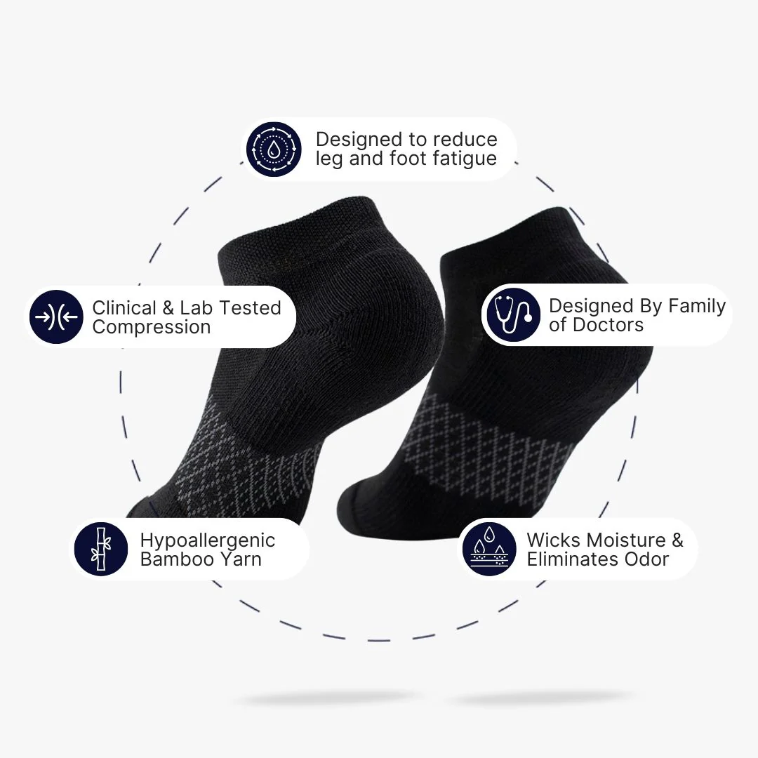 Black Bamboo Ankle Compression Socks - Image 3