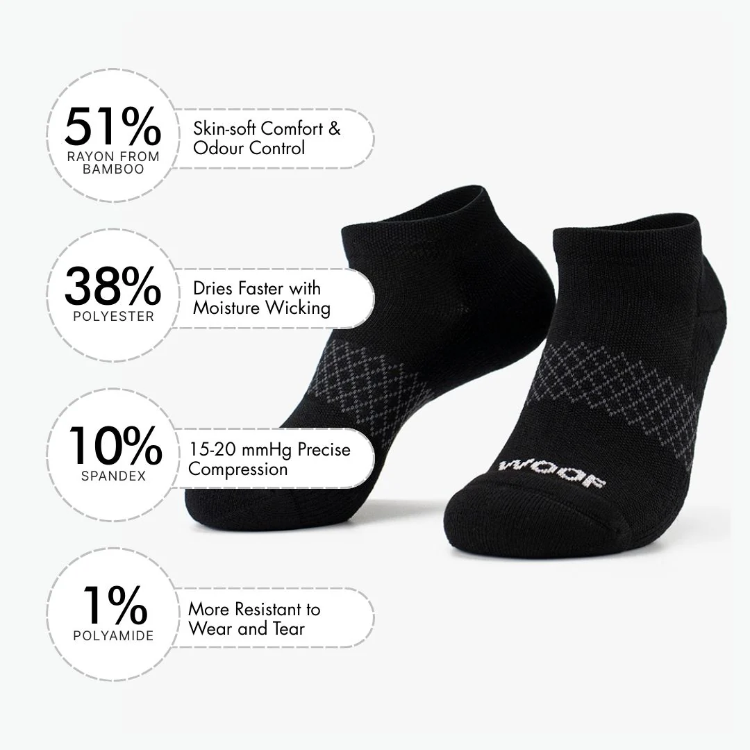 Black Bamboo Ankle Compression Socks - Image 4