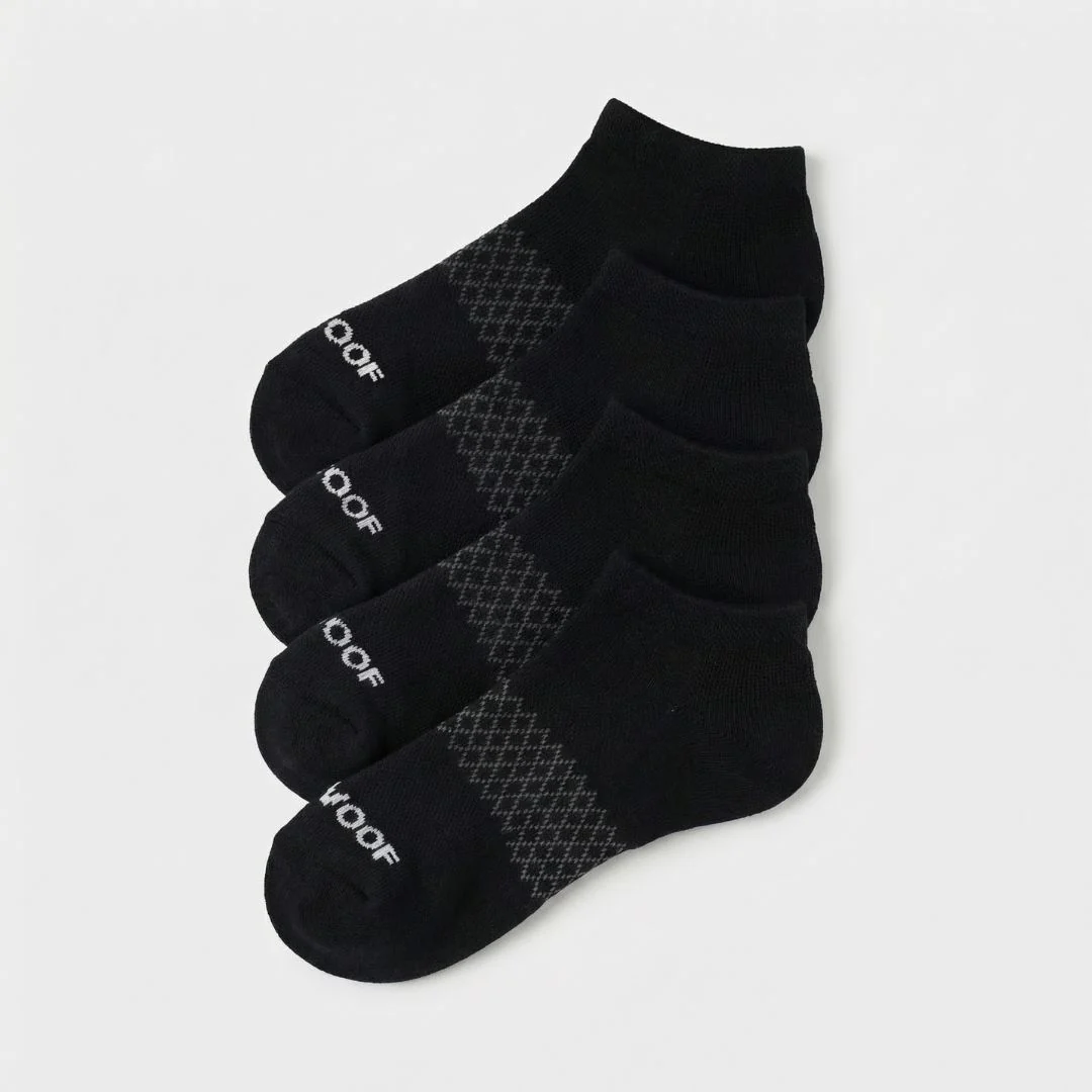 Black Bamboo Ankle Compression Socks 4 Pack