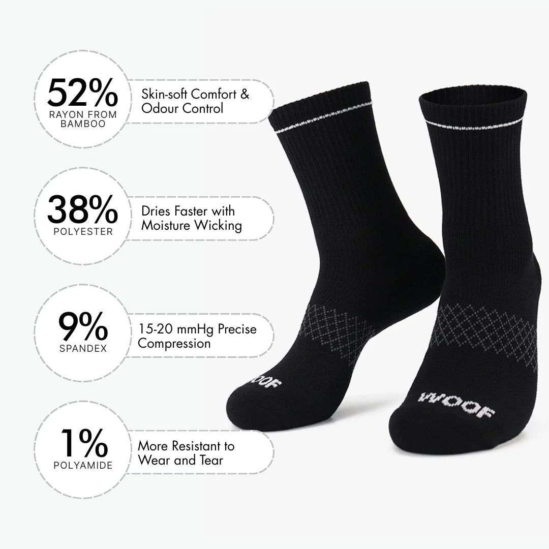Black Bamboo Crew Compression Socks - Image 4