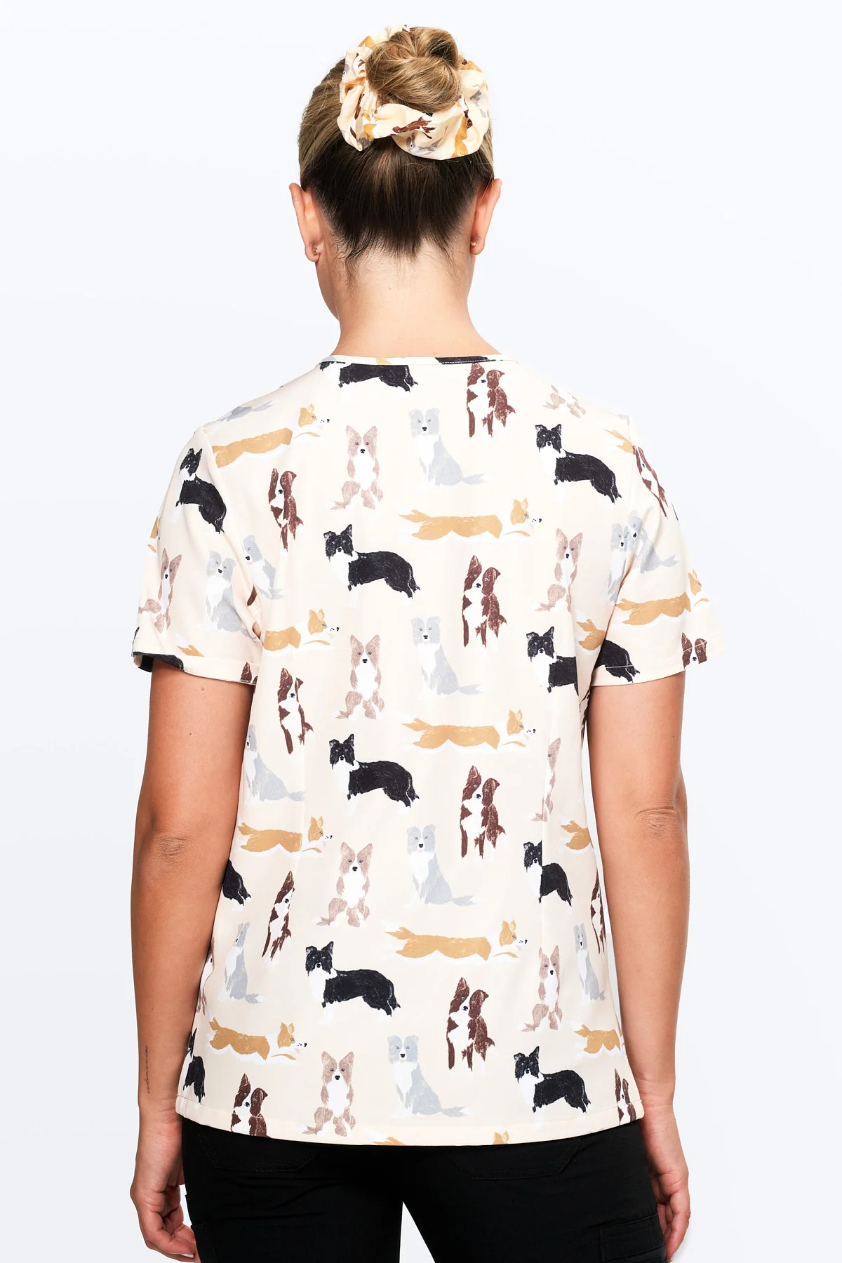 Border Collies Women’s 3-Pocket Scrub Top - Image 4