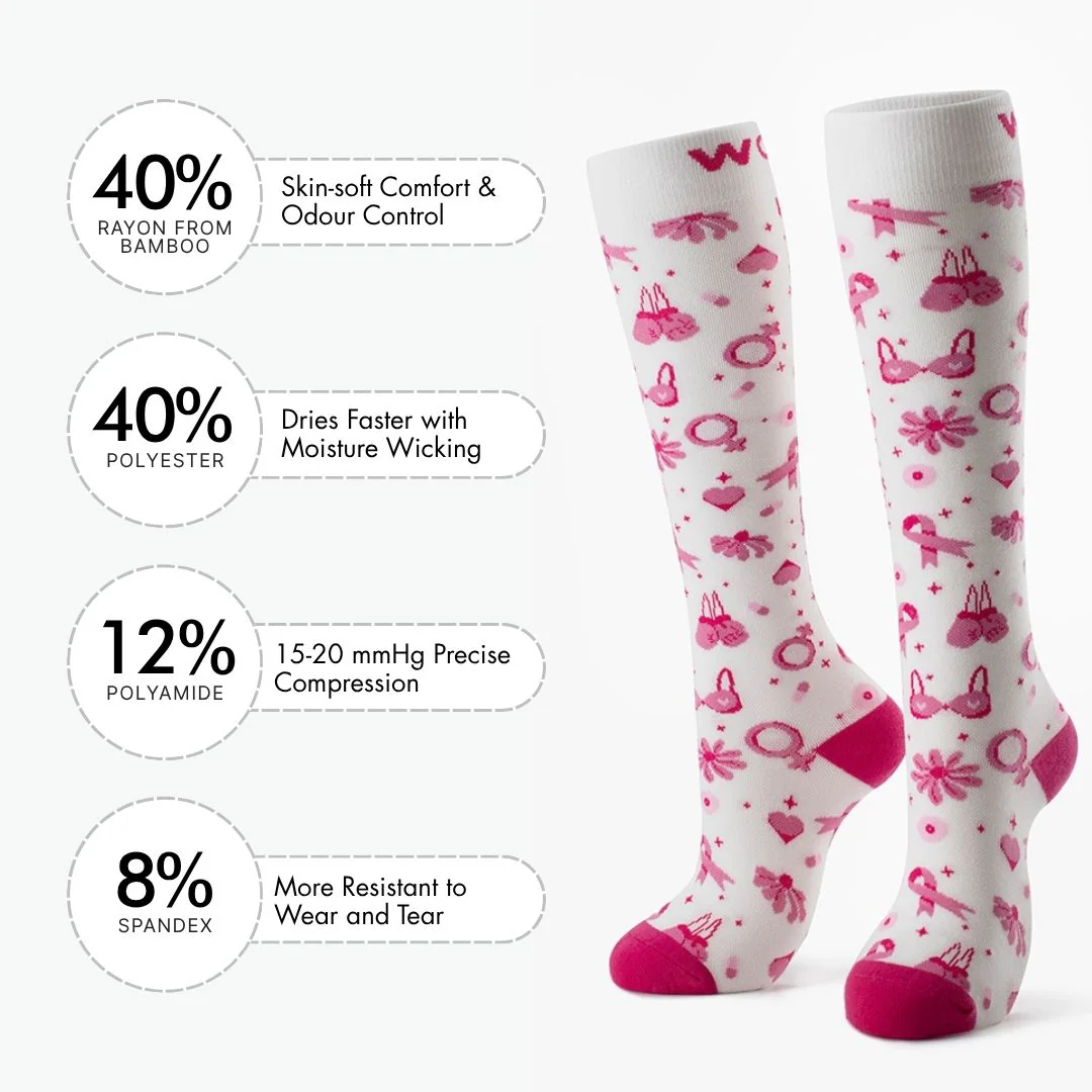 Breast Cancer Awareness Bamboo Compression Socks - Image 3