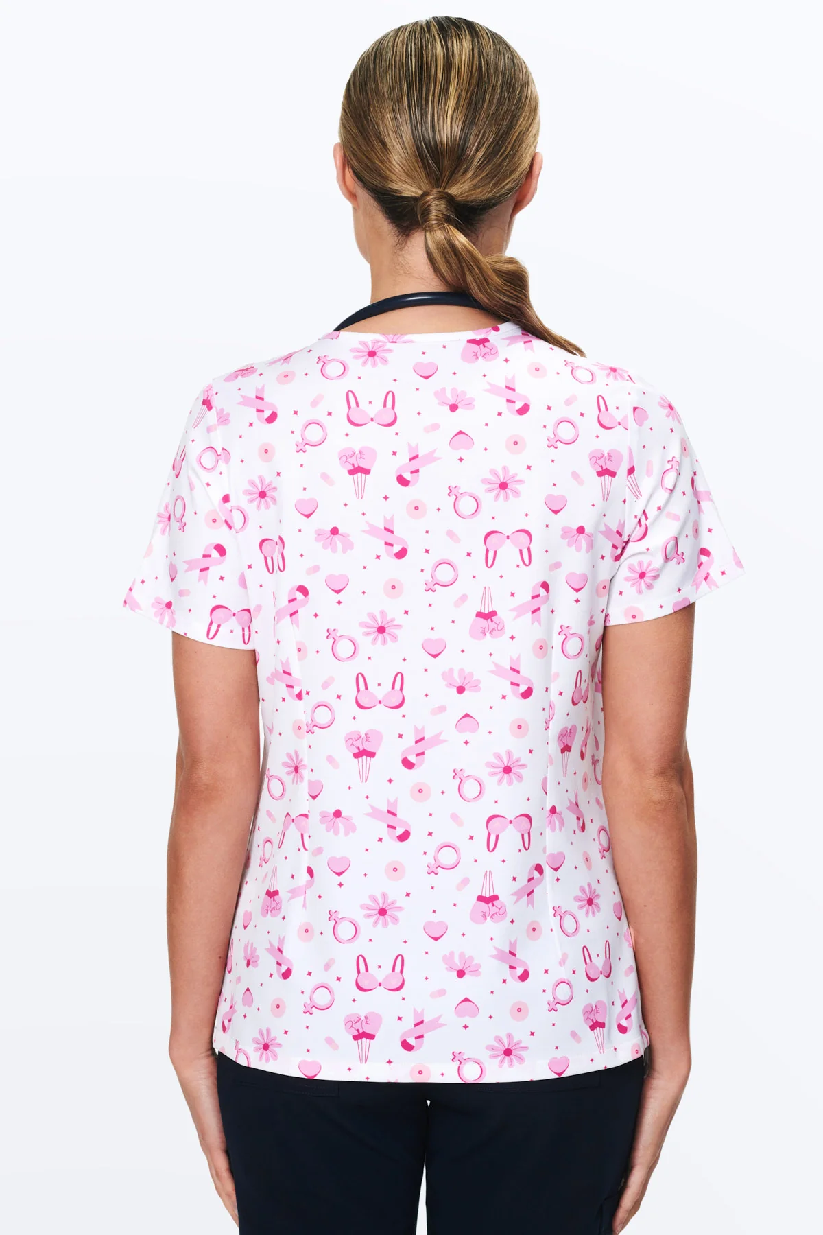 Breast Cancer Awareness Women’s 3-Pocket Scrub Top - Image 5