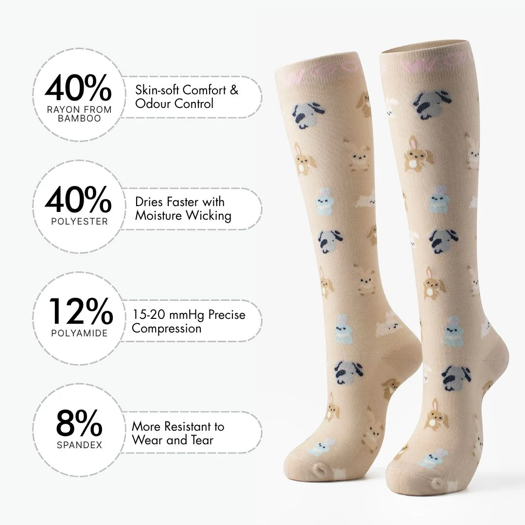 Bunnies Bamboo Compression Socks - Image 3