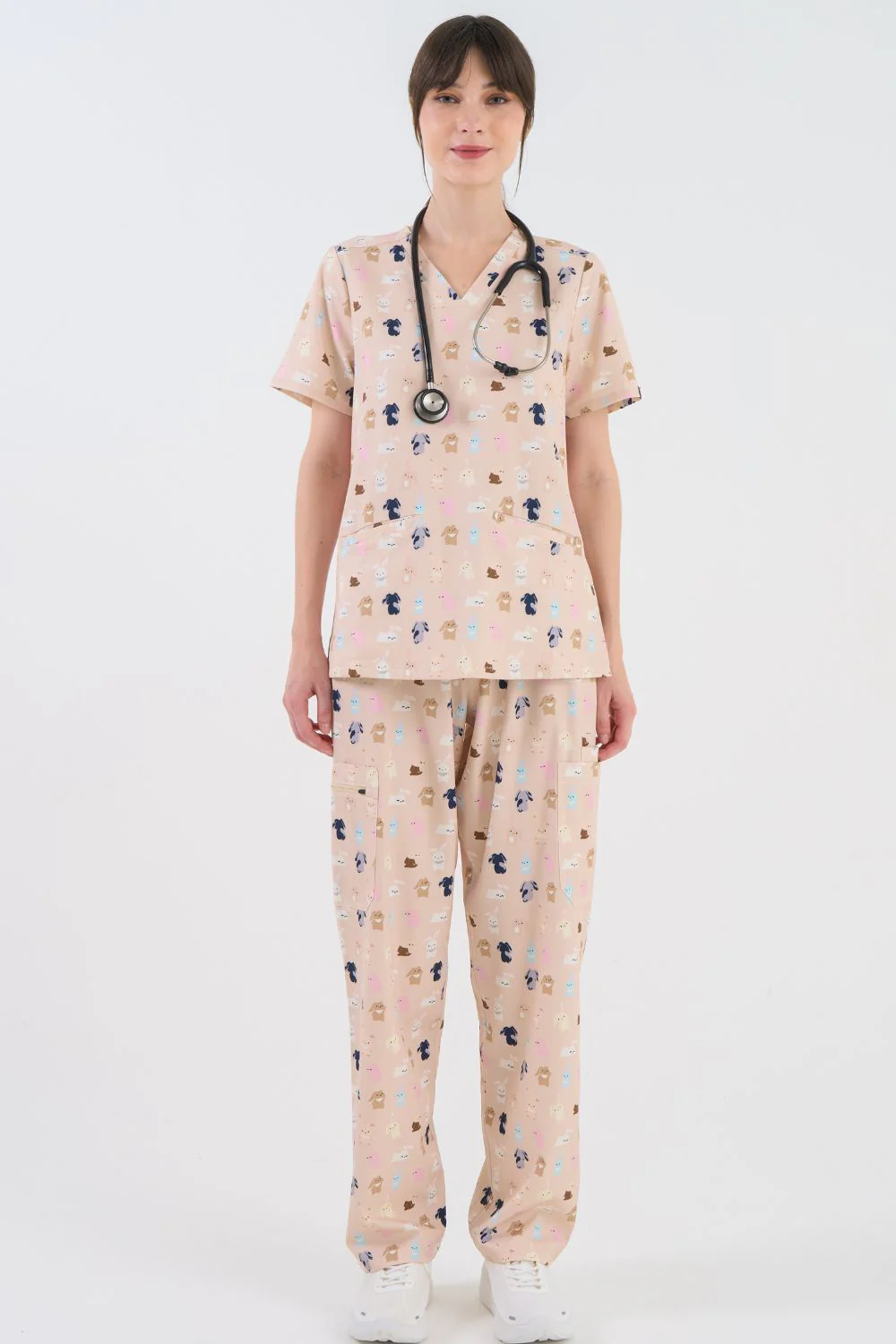 Bunnies Women’s 3-Pocket Scrub Top - Image 4