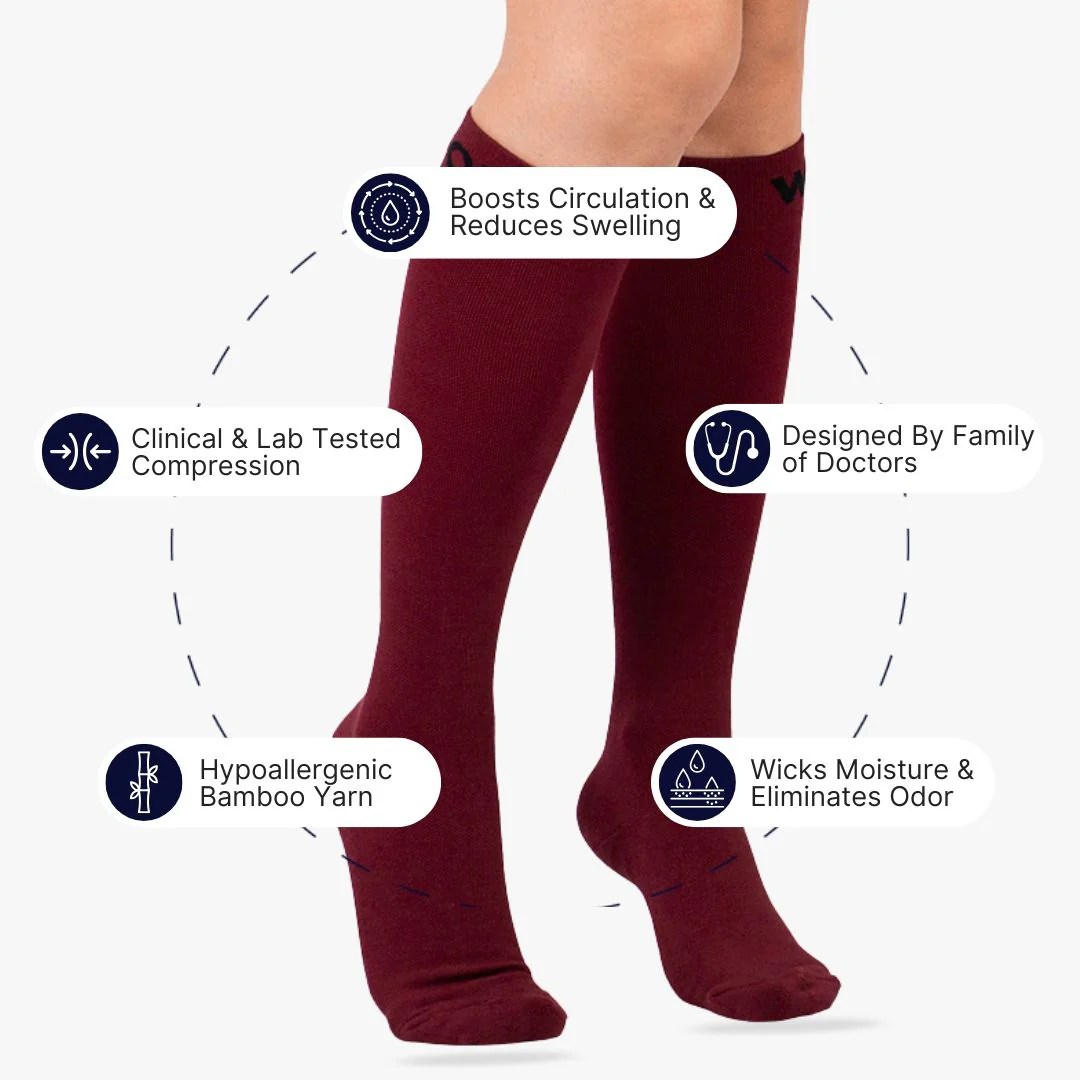 Burgundy Bamboo Compression Socks - Image 2