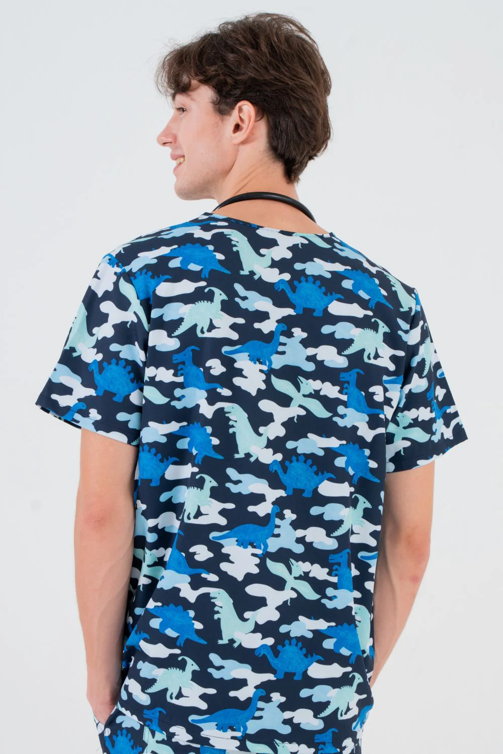 Camosaurus Rex Men's 3-Pocket Scrub Top - Image 4