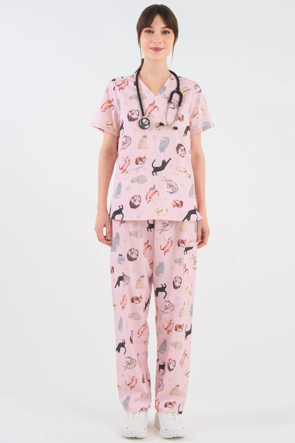 Cats Cats Cats Women’s 3-Pocket Scrub Top - Image 4