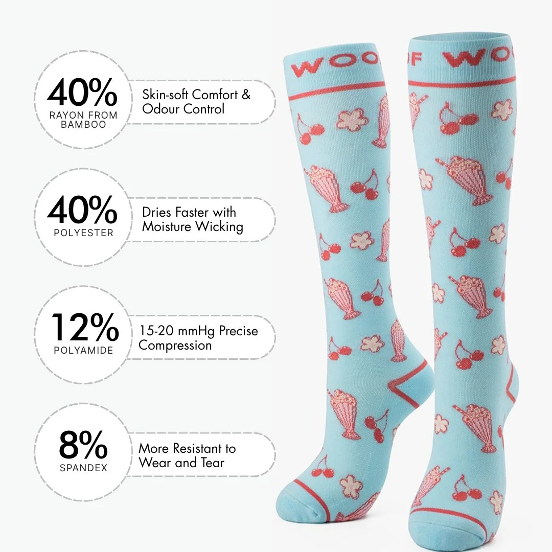 Cherry Milkshake Bamboo Compression Socks - Image 3