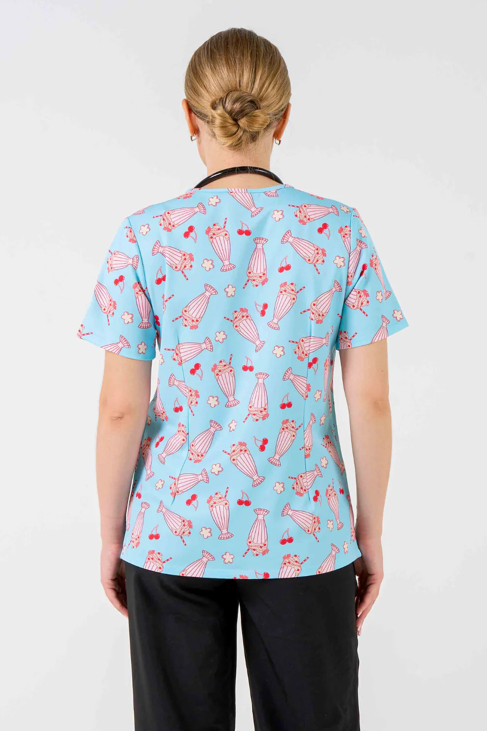 Cherry Milkshake Women’s 3-Pocket Scrub Top - Image 4