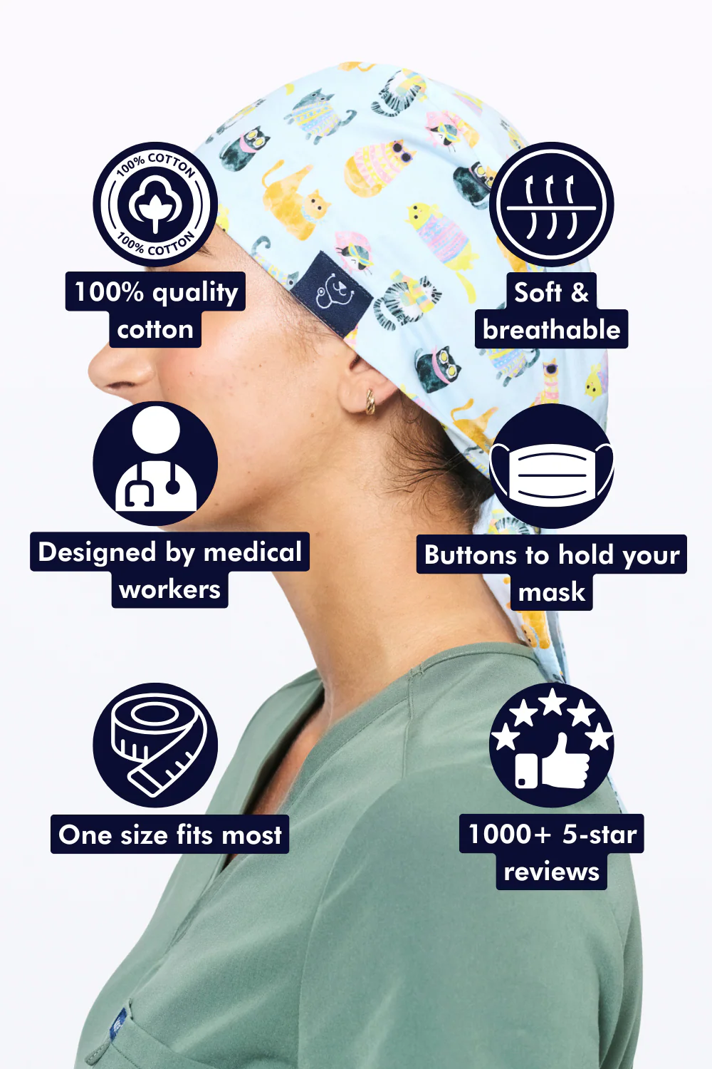 Cool Cats Scrub Cap - Image 2