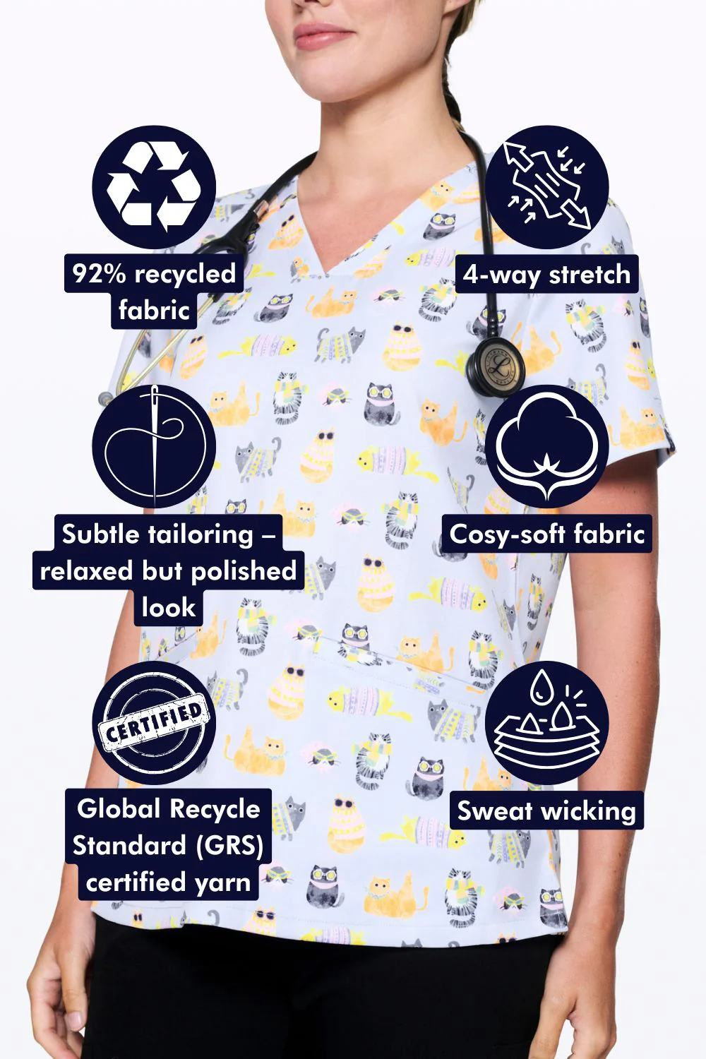Cool Cats Women’s 3-Pocket Scrub Top - Image 2