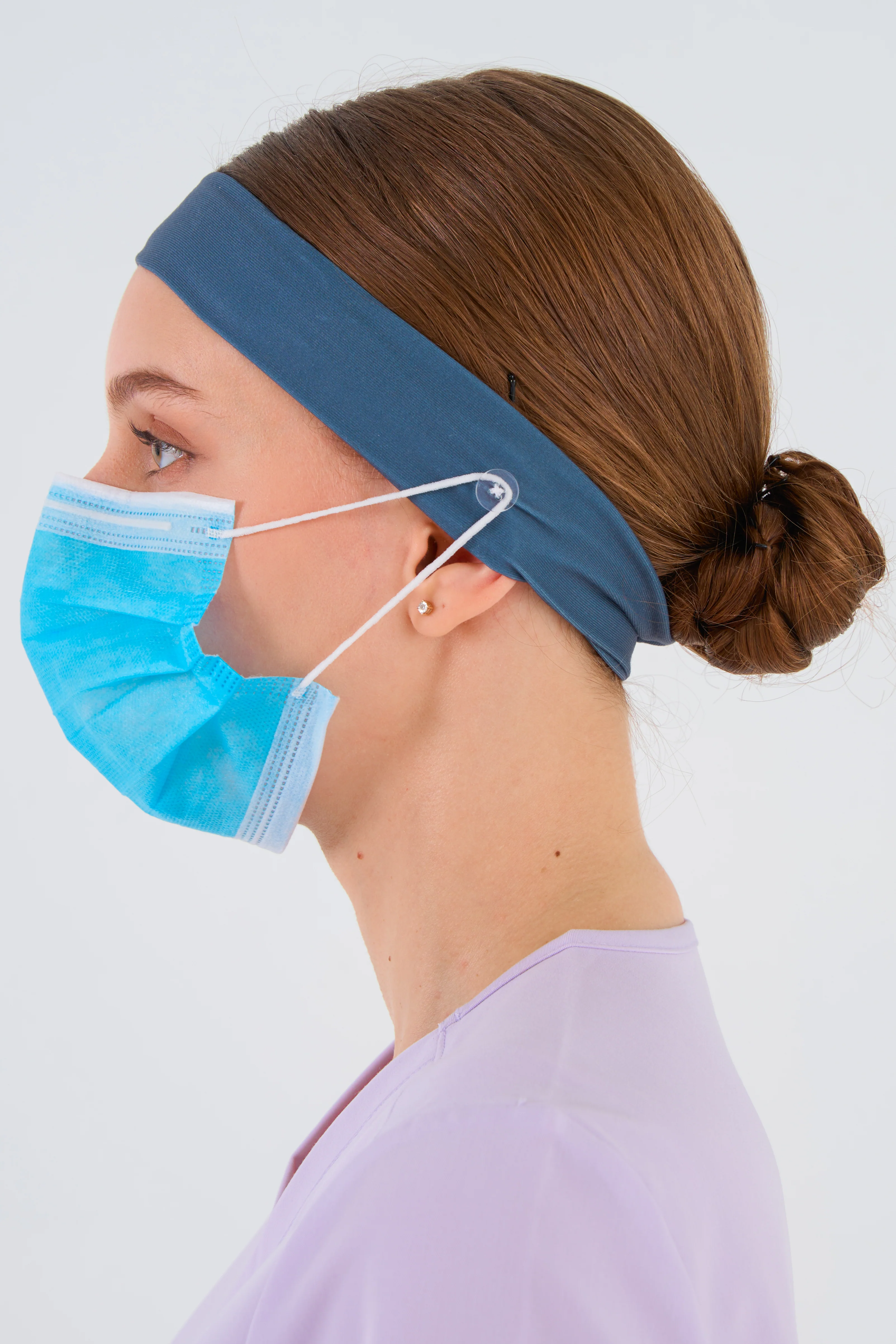 Cool Gray Headband and Mask Holder - Image 5