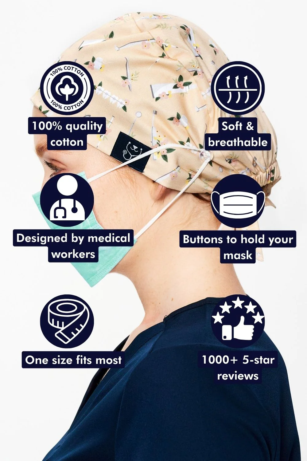 Dental Floral Scrub Cap - Image 3