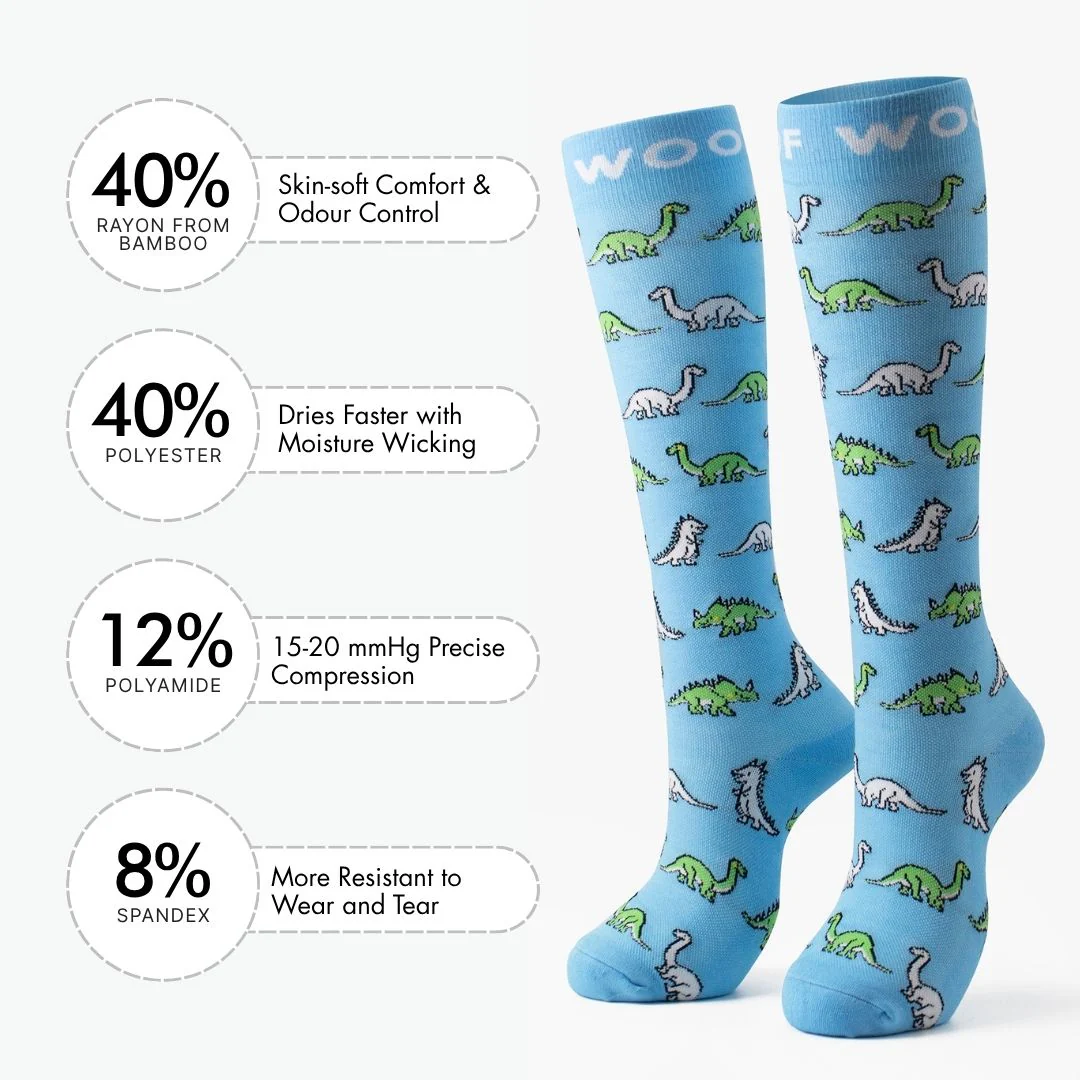 Dinosaurs Bamboo Compression Socks - Image 3