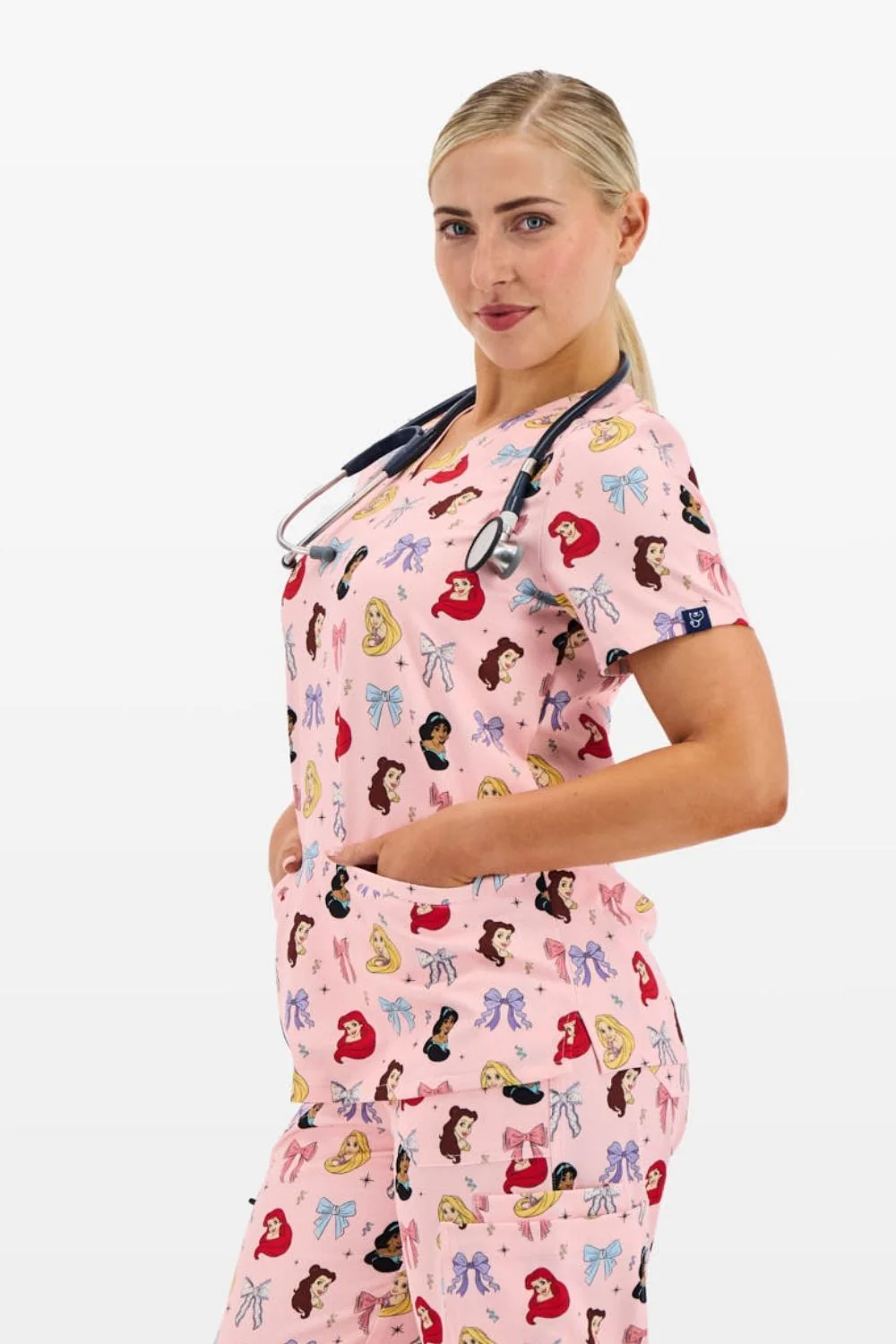 Disney Princess Women’s 3-Pocket Scrub Top, Happily Ever After - Image 5