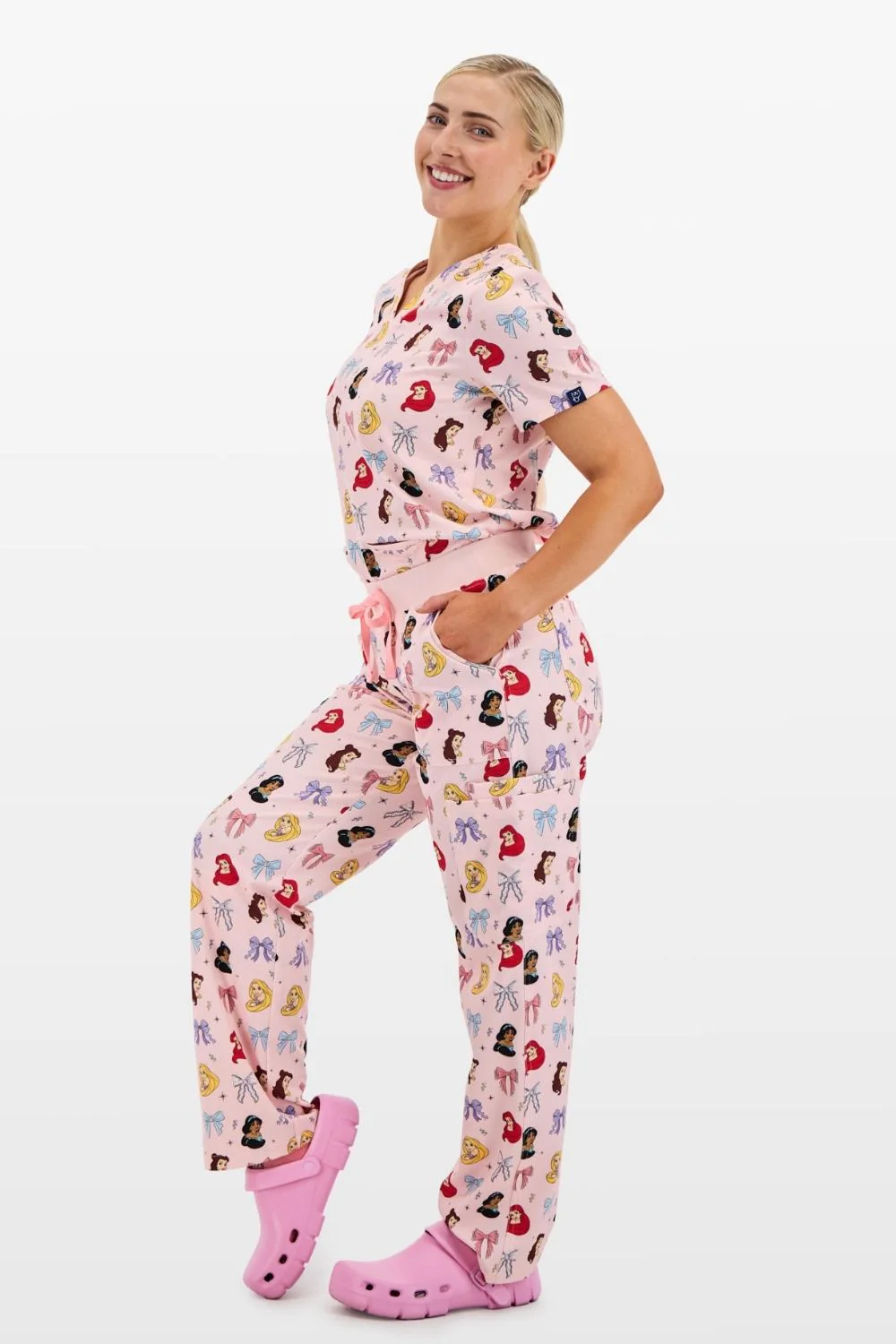 Disney Princess Women’s Cargo Scrub Pants, Happily Ever After - Image 3
