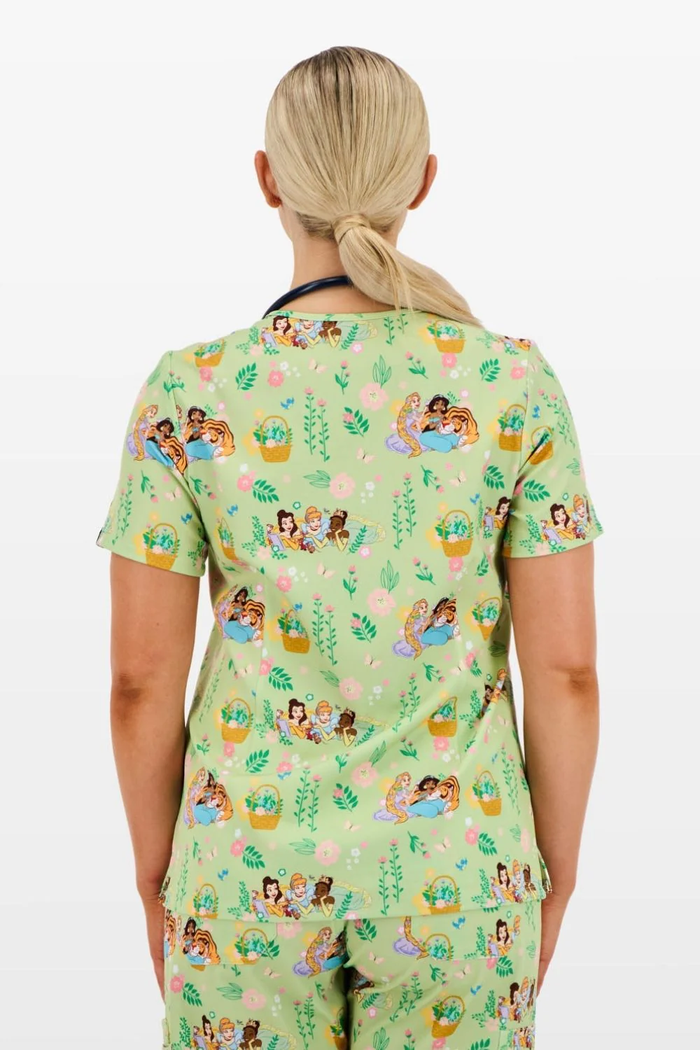 Disney Princess Women’s 3-Pocket Scrub Top, Garden Party - Image 6
