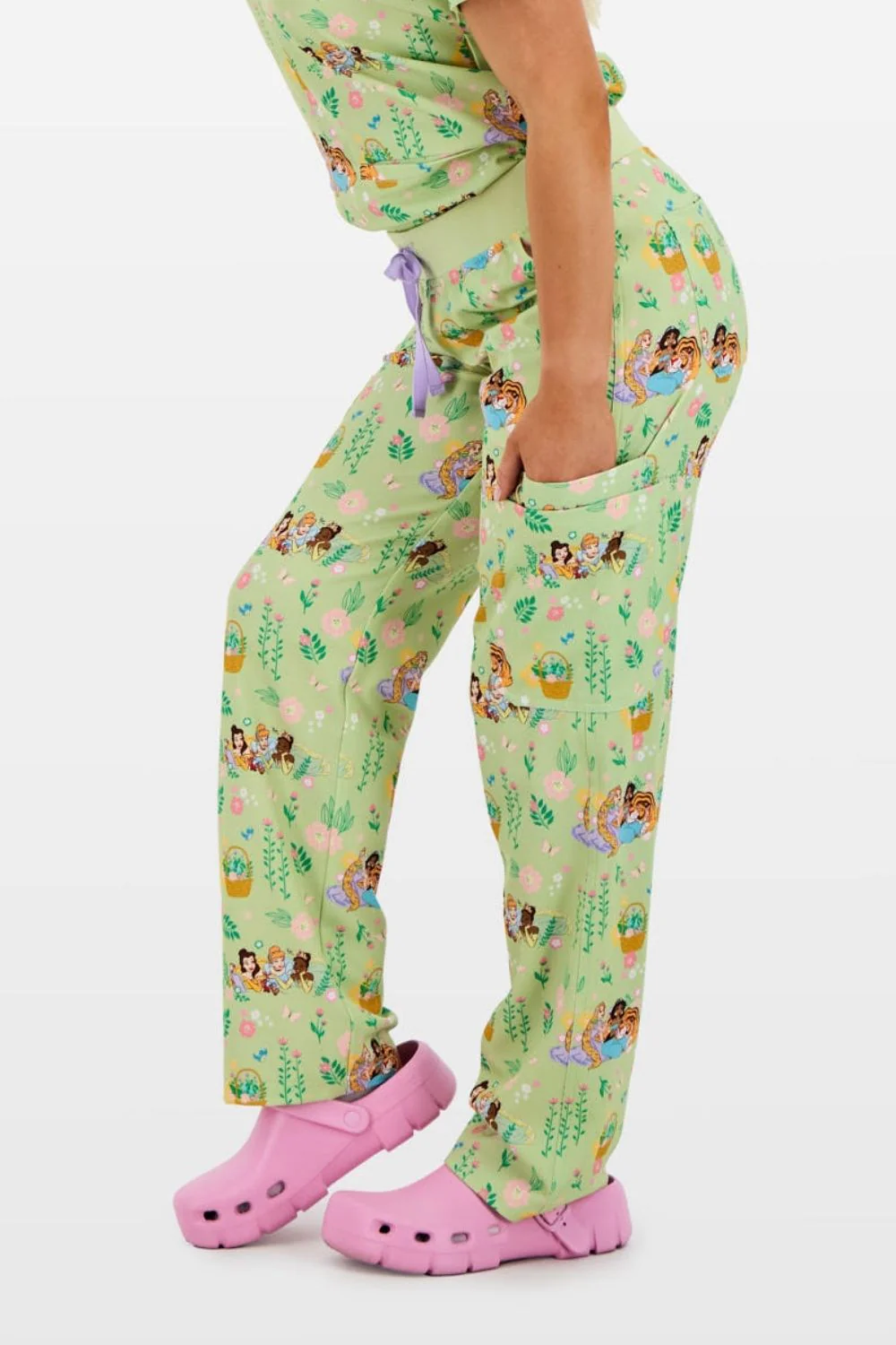 Disney Princess Women’s Cargo Scrub Pants, Garden Party - Image 5