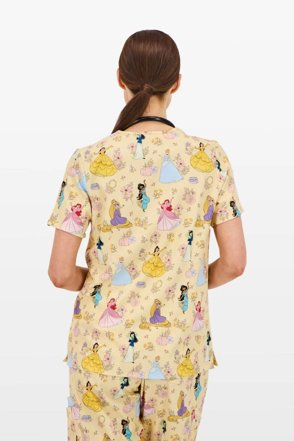 Disney Princess Women’s 3-Pocket Scrub Top, Golden Meadow - Image 6