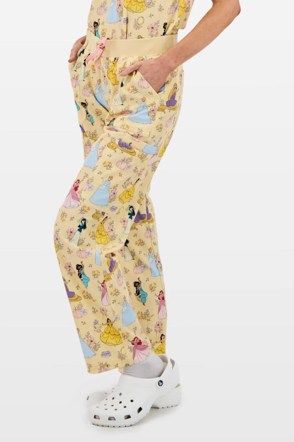 Disney Princess Women’s Cargo Scrub Pants, Golden Meadow - Image 5
