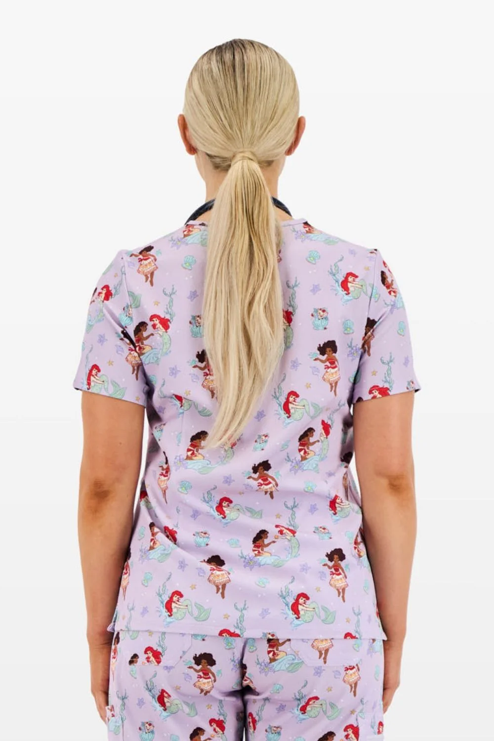 Disney Princess Women’s 3-Pocket Scrub Top, Ocean of Dreams - Image 6