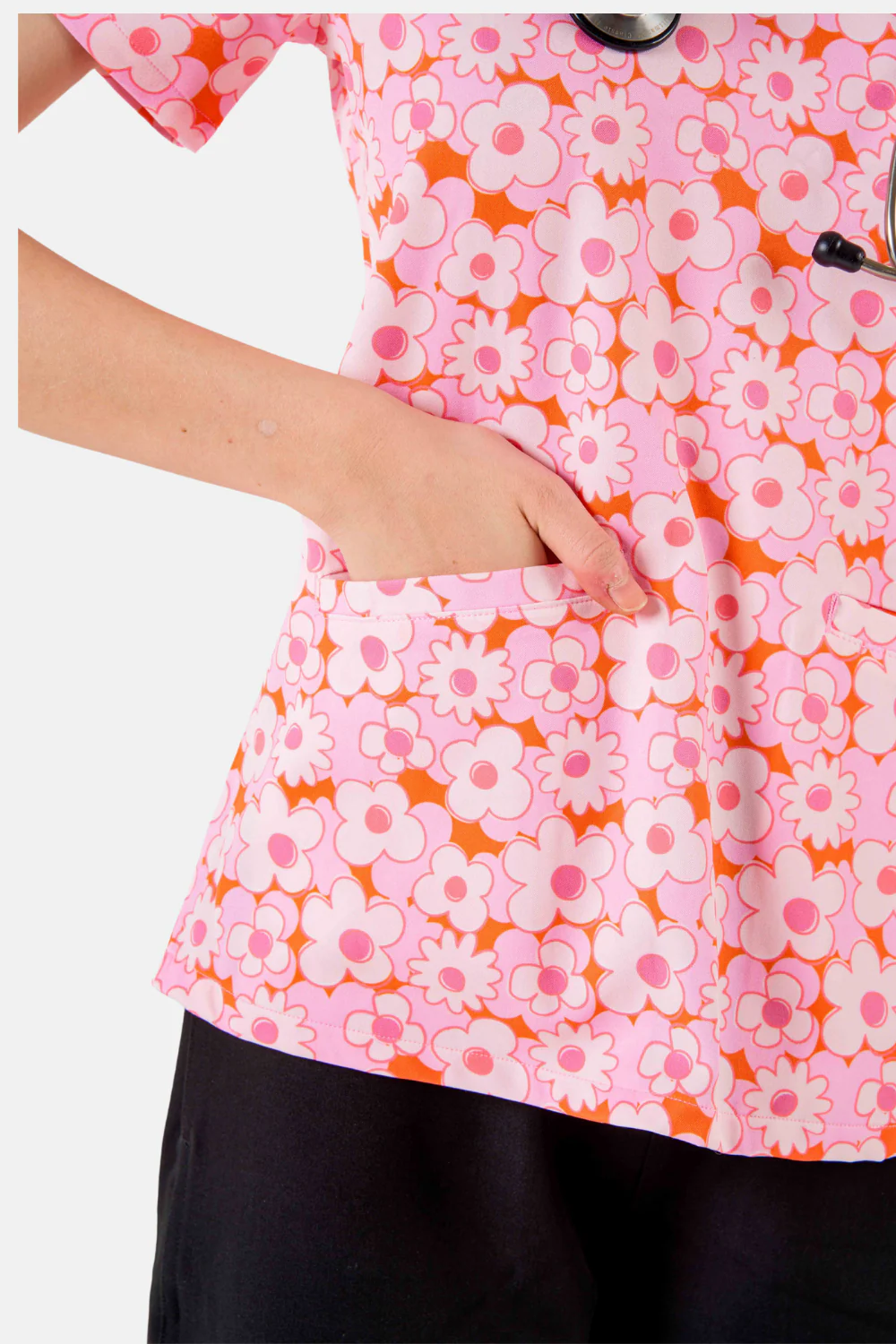 Flower Power Women’s 3-Pocket Scrub Top - Image 4