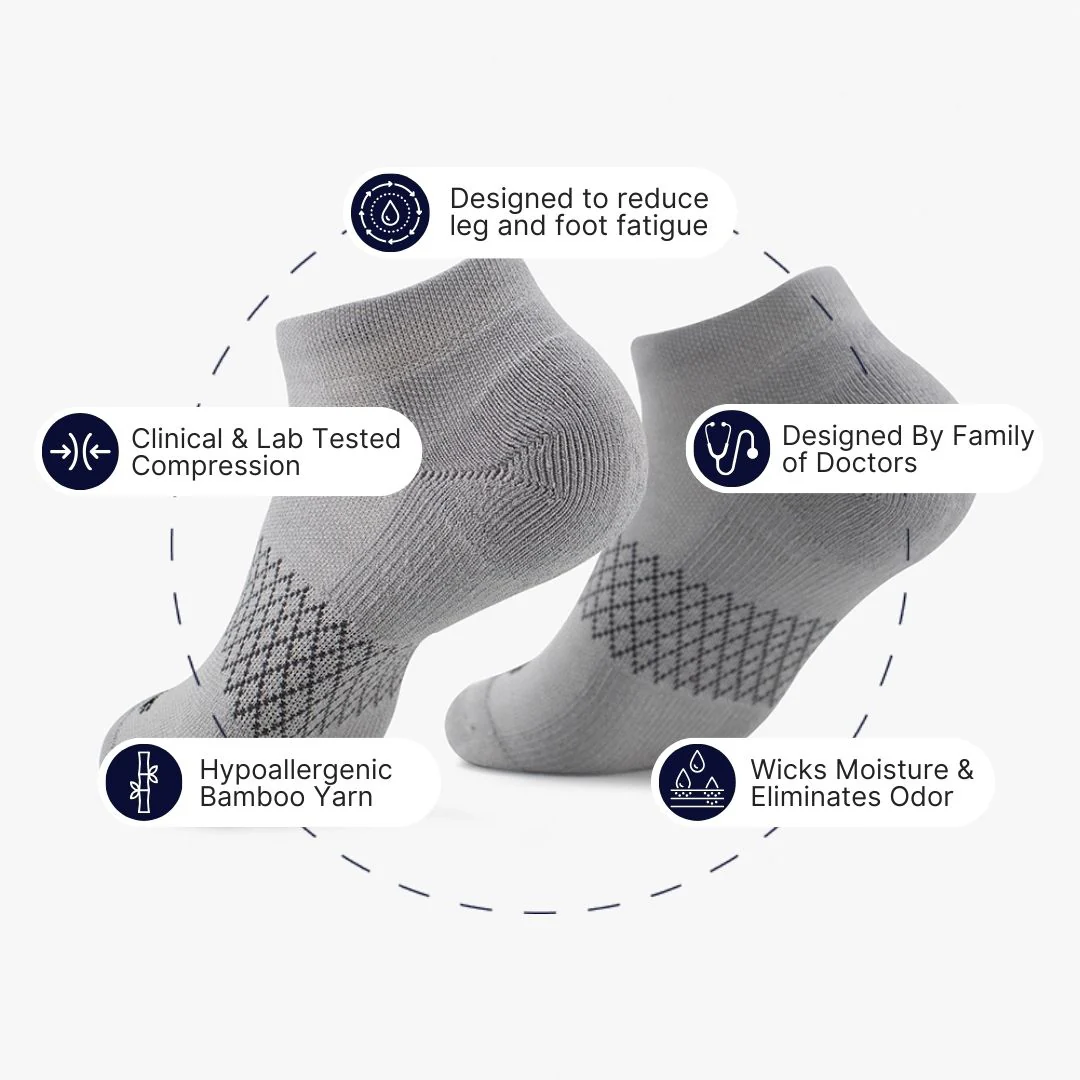 Grey Bamboo Ankle Compression Socks - Image 3