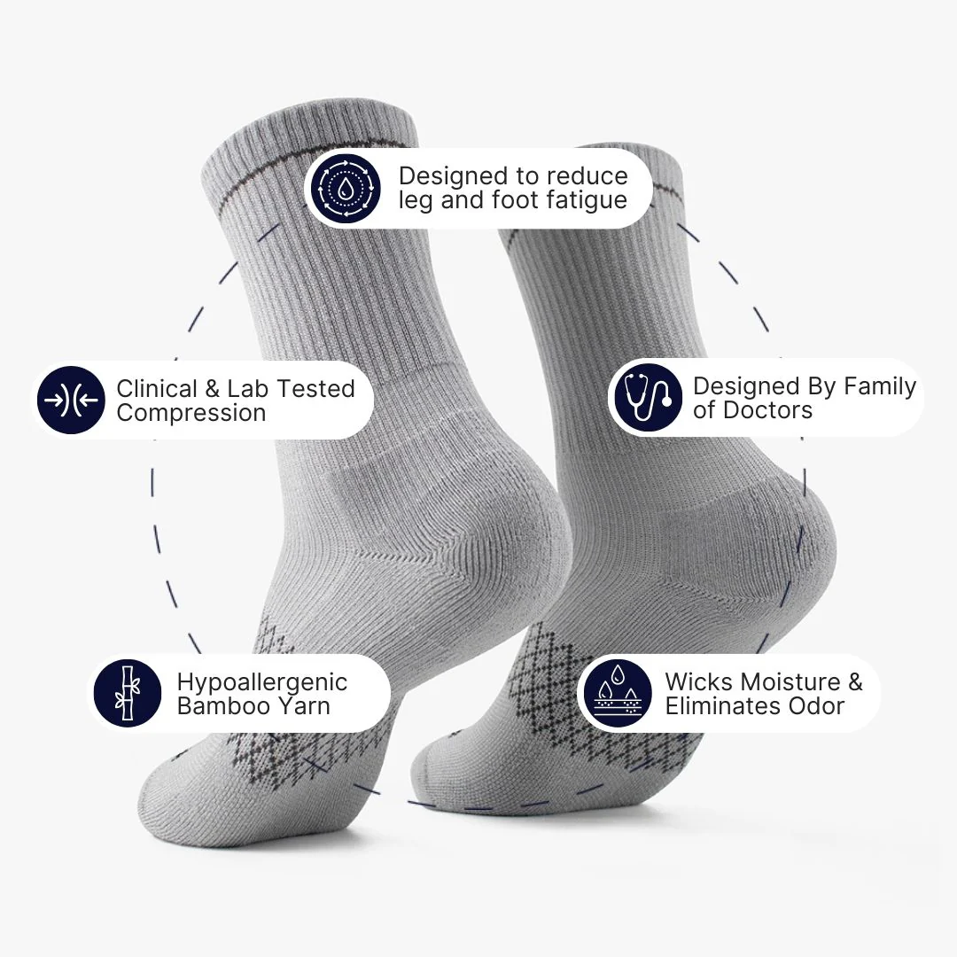 Grey Bamboo Crew Compression Socks - Image 3