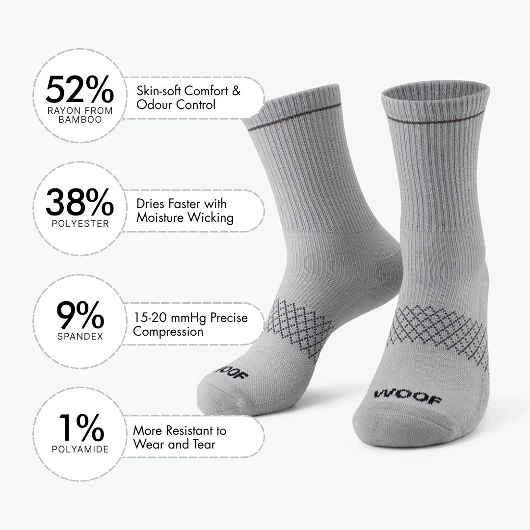 Grey Bamboo Crew Compression Socks - Image 4