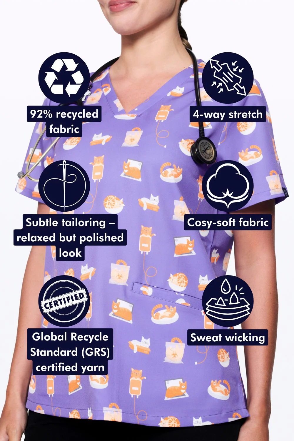 If I Fit I Sit Women’s 3-Pocket Scrub Top - Image 2