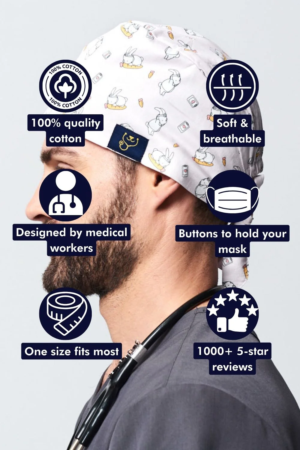 Jang&Fox — Little Bunny Scrub Cap - Image 3