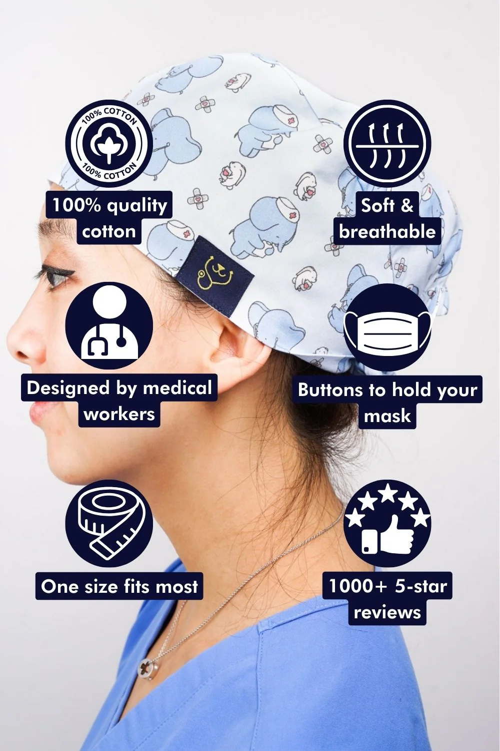 Jang&Fox — Little Eleph Scrub Cap - Image 3