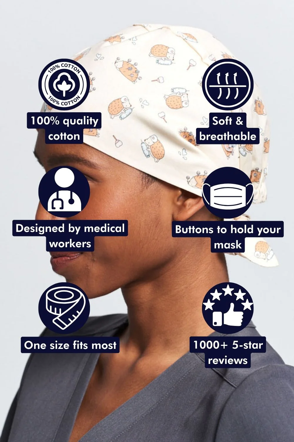 Jang&Fox — Little Hedgehog Scrub Cap - Image 3