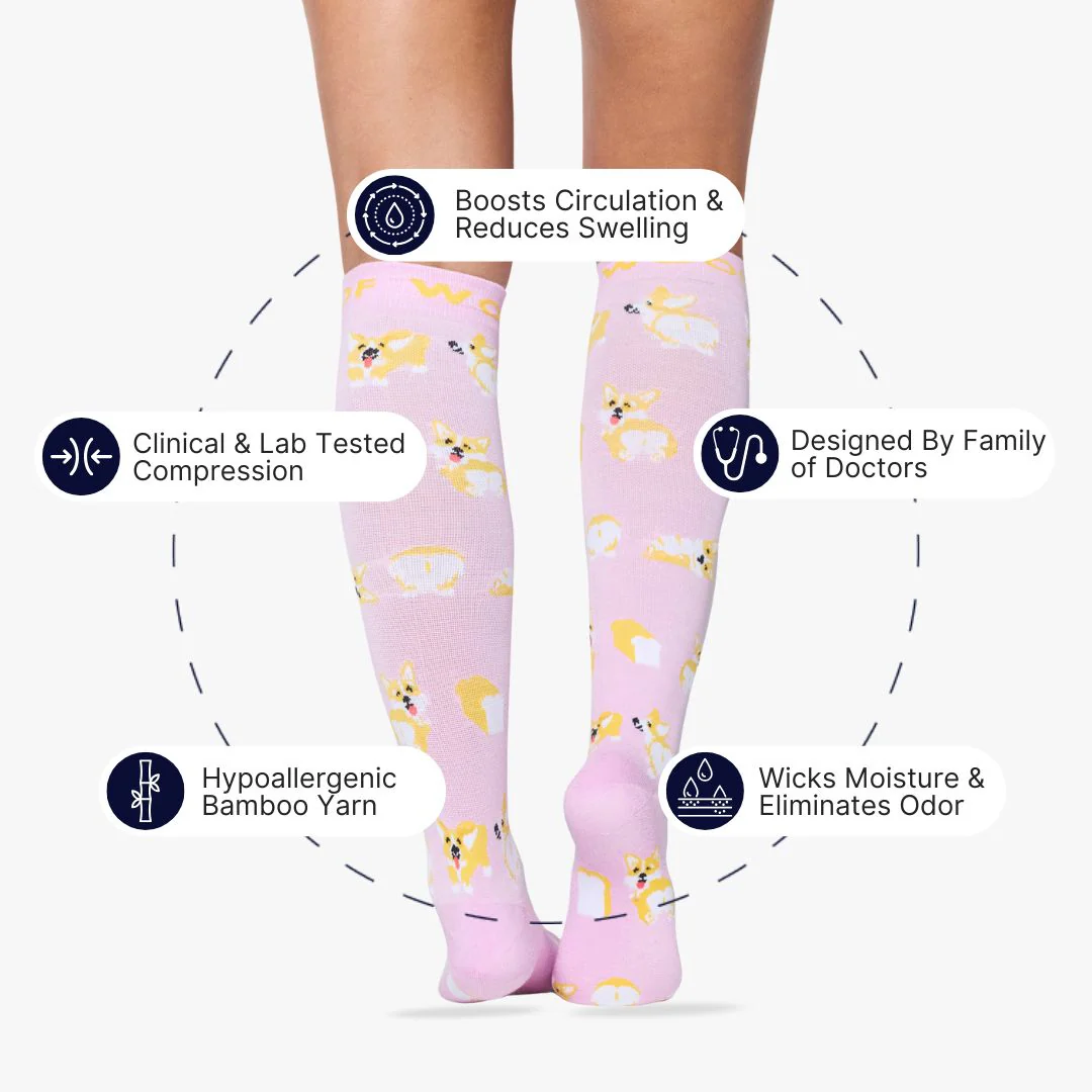 Loafing Corgis Bamboo Compression Socks - Image 2