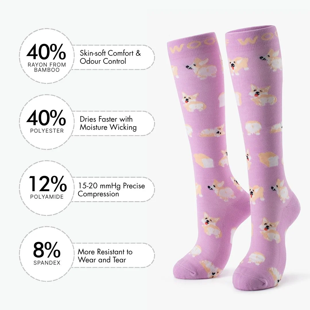 Loafing Corgis Bamboo Compression Socks - Image 3