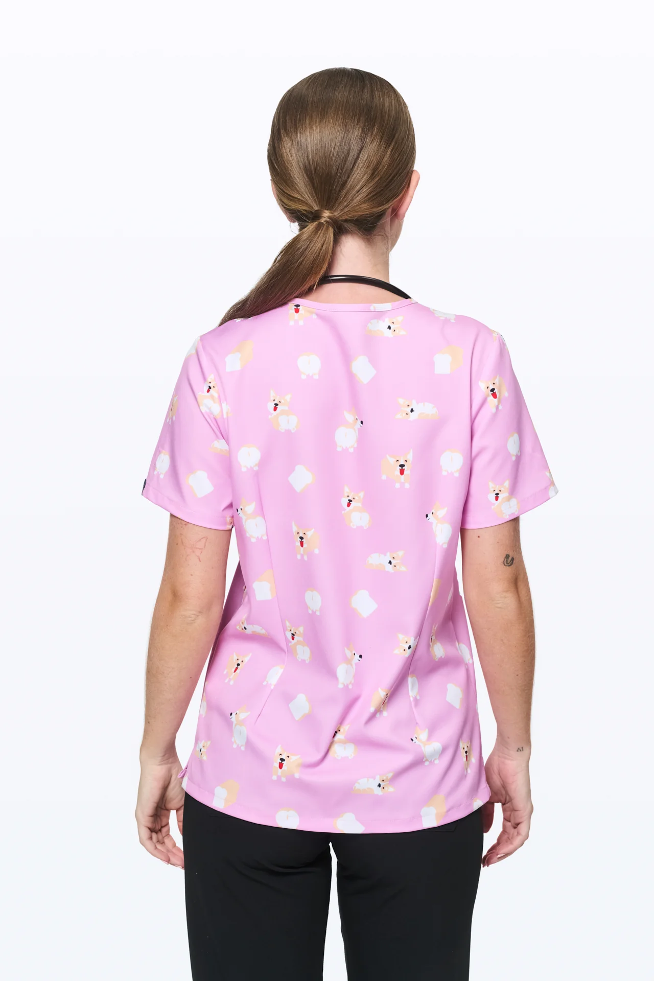 Loafing Corgis Women’s 3-Pocket Scrub Top - Image 5