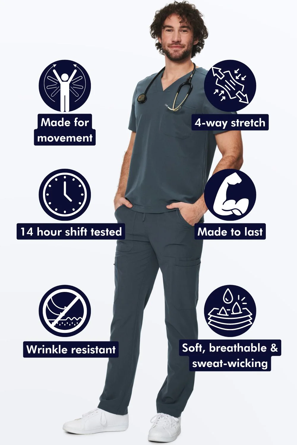 Men's 3-Pocket Scrub Top - Image 24