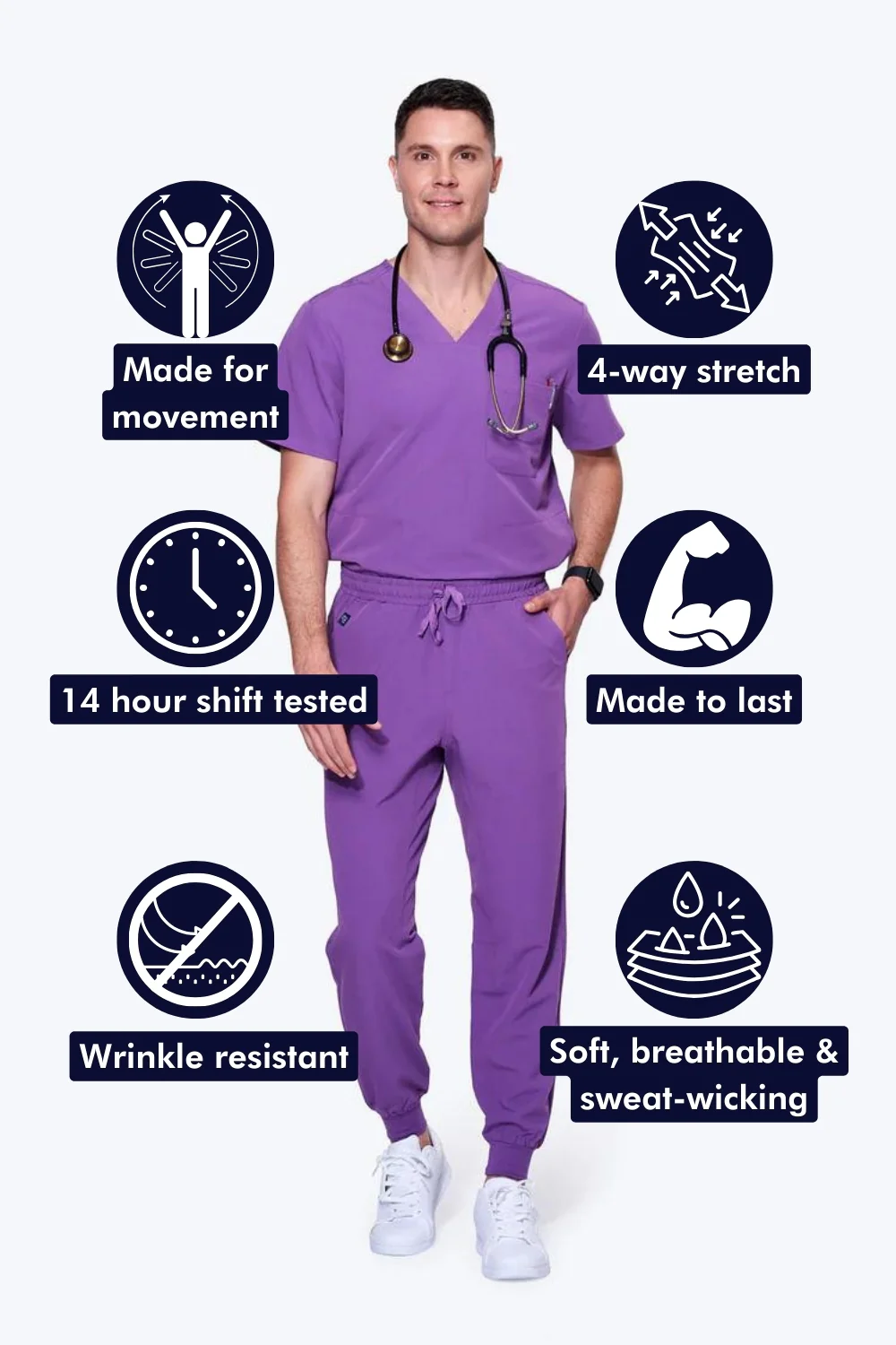 Men's 3-Pocket Scrub Top - Image 36