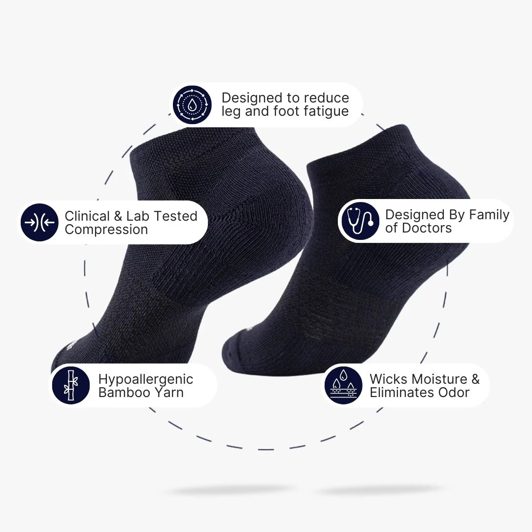 Navy Bamboo Ankle Compression Socks - Image 3