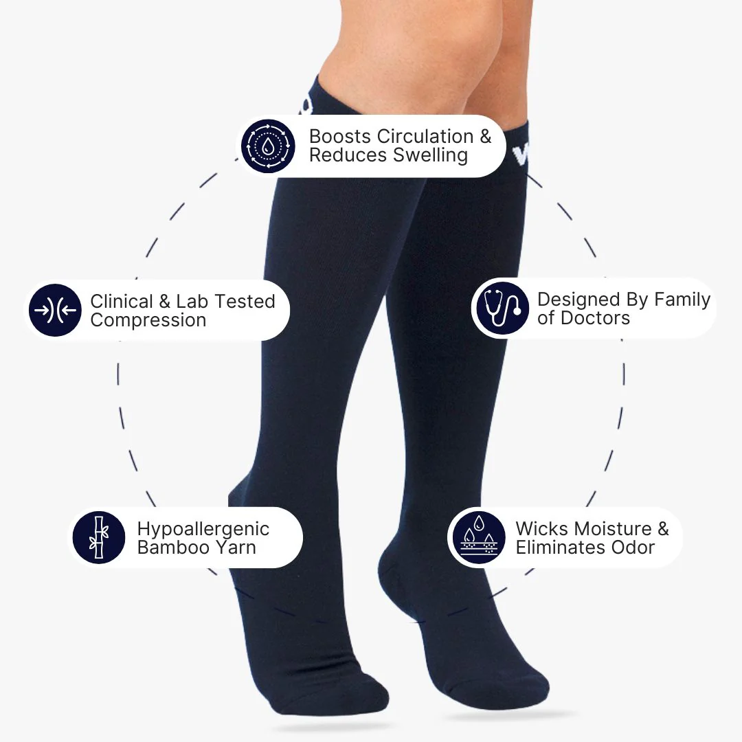 Navy Bamboo Compression Socks - Image 2