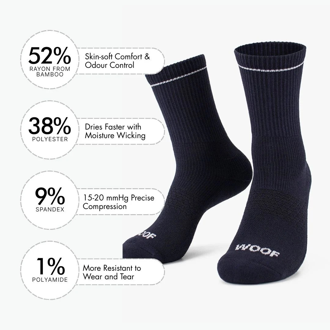 Navy Bamboo Crew Compression Socks - Image 4