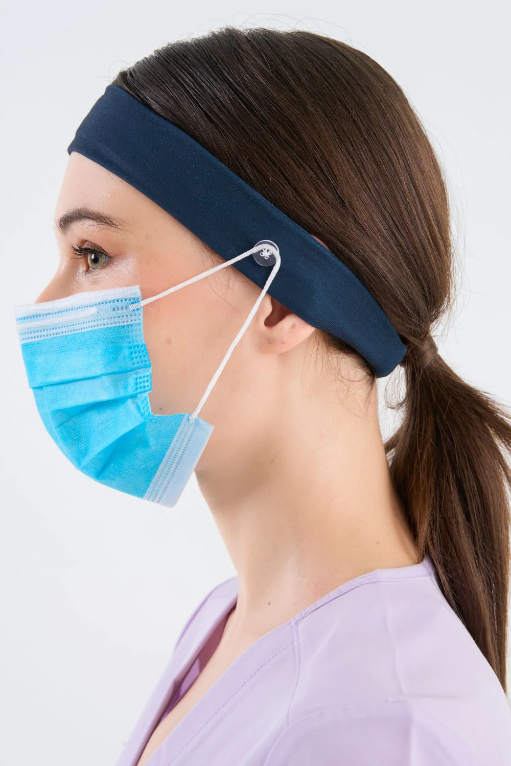 Navy Headband and Mask Holder - Image 5