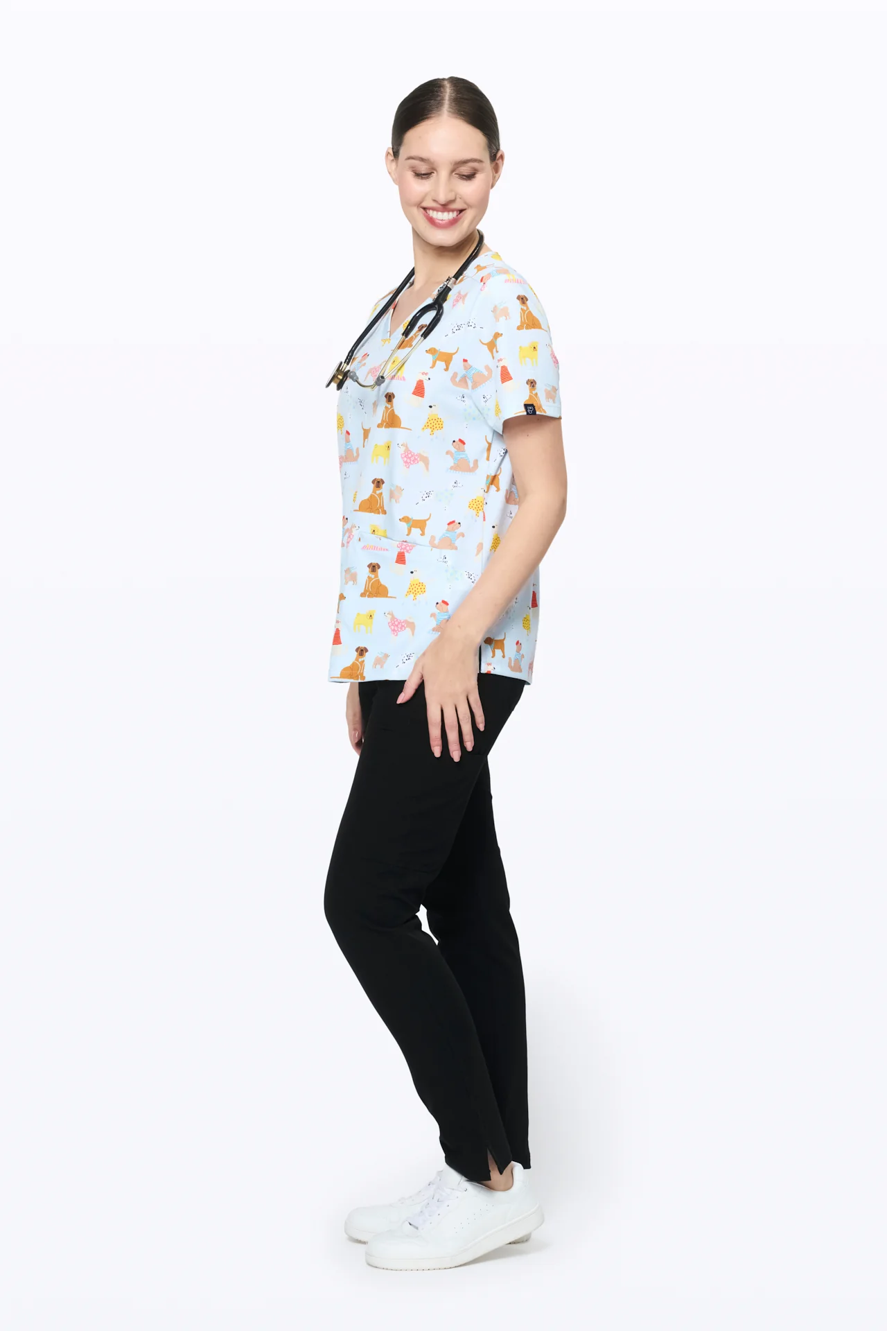 Parisian Pups Women’s 3-Pocket Scrub Top - Image 4