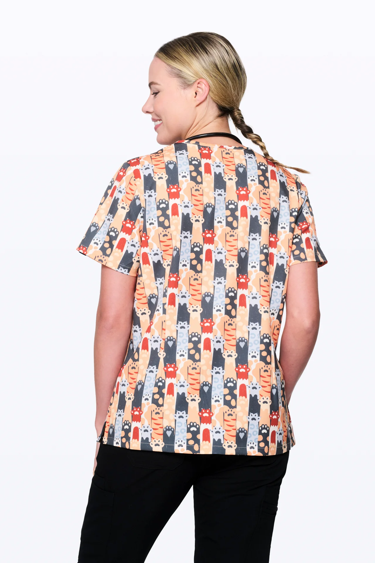 Paw Print Women’s 3-Pocket Scrub Top - Image 4