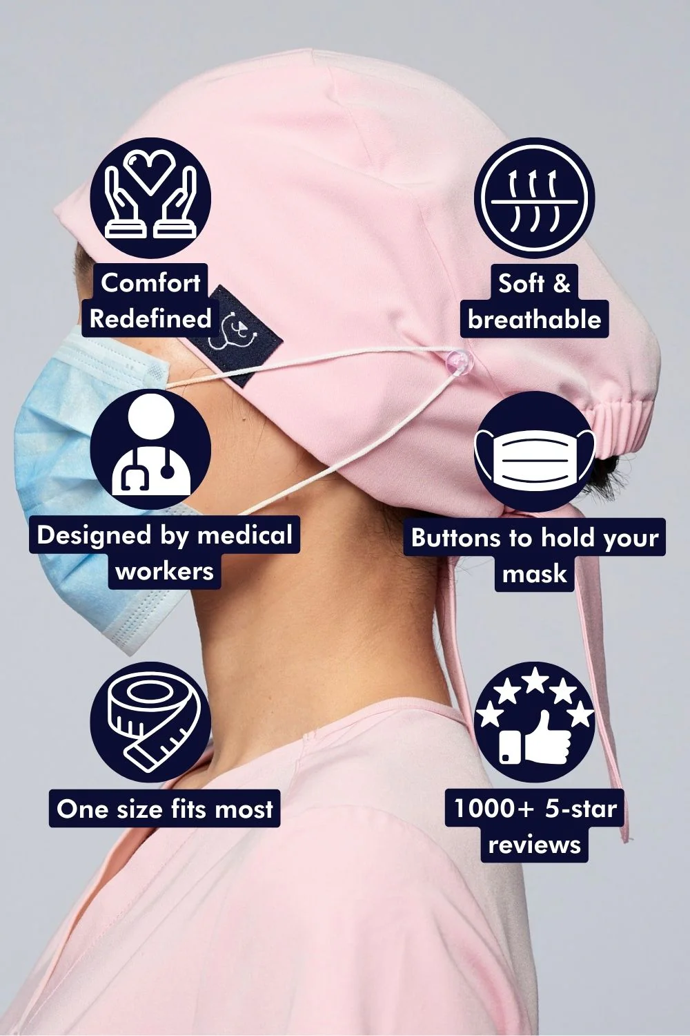 Perfect Match Sweat-Wicking Scrub Cap — Baby Pink - Image 3