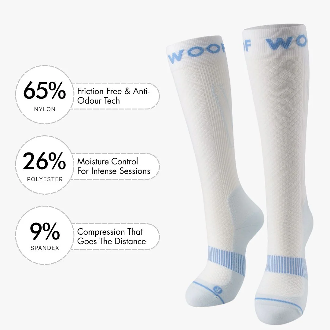 White & Blue Performance Compression Socks - Image 3