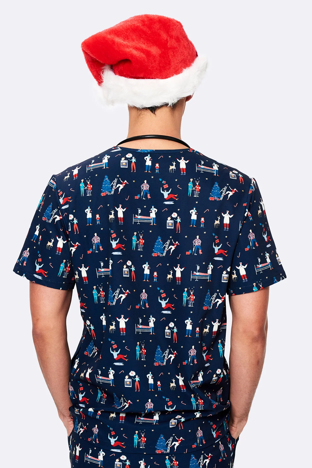 Christmas Chaos Men’s 3-Pocket Scrub Top - Image 5